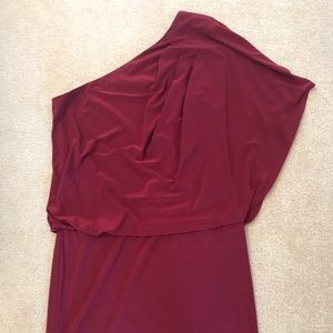 Burgundy one shoulder dress